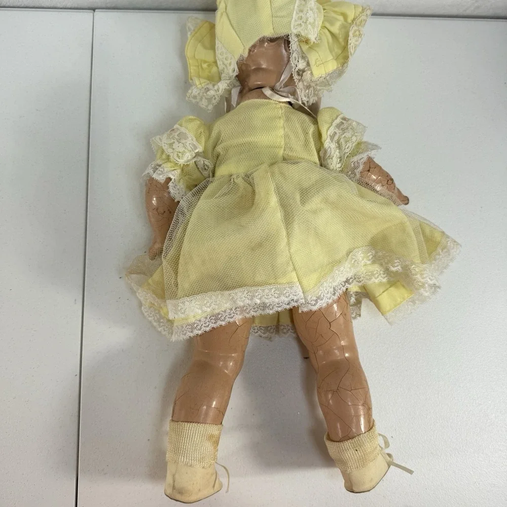Antique Composition Baby Doll‎ Blue Sleepy Eyes Dress Shoes Socks Creepy Haunted